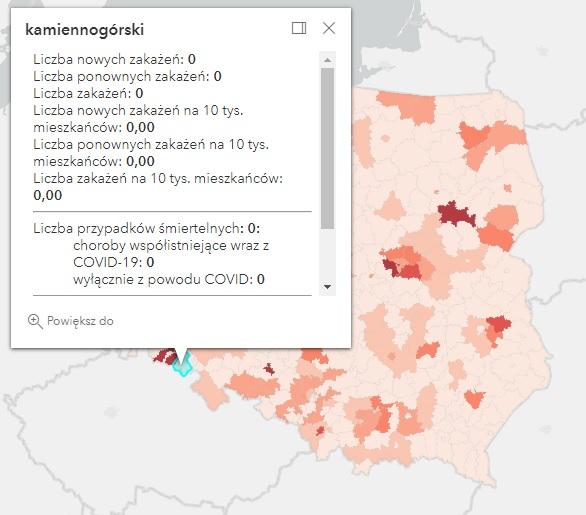 Koronawirus - statystyka - powiat kamiennogórski - 22.6.2022. 