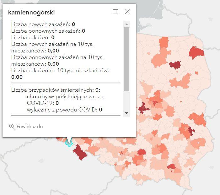Koronawirus - statystyka - powiat kamiennogórski - 21.6.2022. 