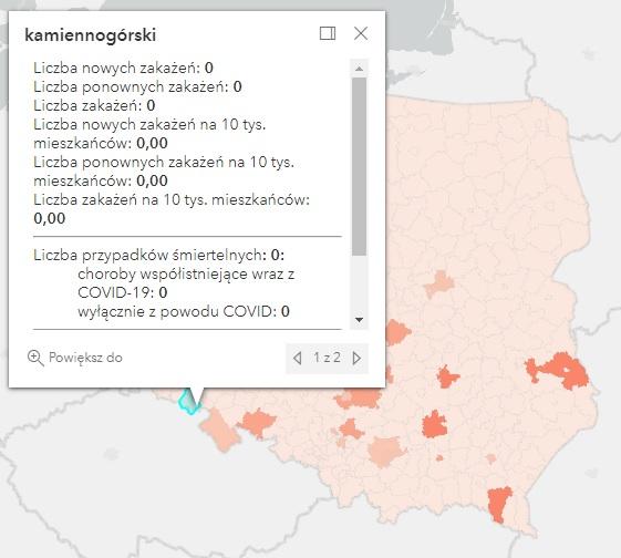 Koronawirus - statystyka - powiat kamiennogórski - 20.6.2022. 