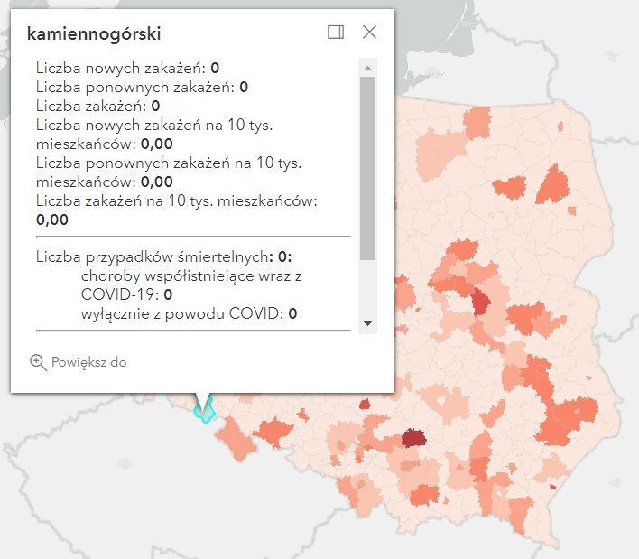 Koronawirus - statystyka - powiat kamiennogórski - 18.6.2022. 