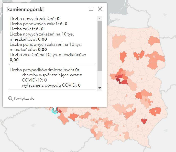 Koronawirus - statystyka - powiat kamiennogórski - 16.6.2022. 