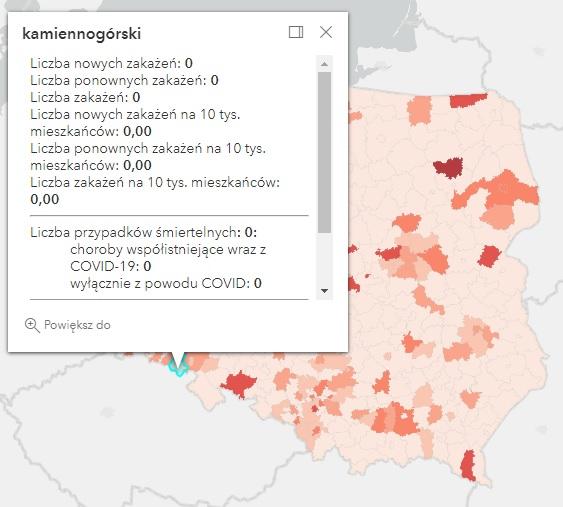 Koronawirus - statystyka - powiat kamiennogórski - 15.6.2022. 