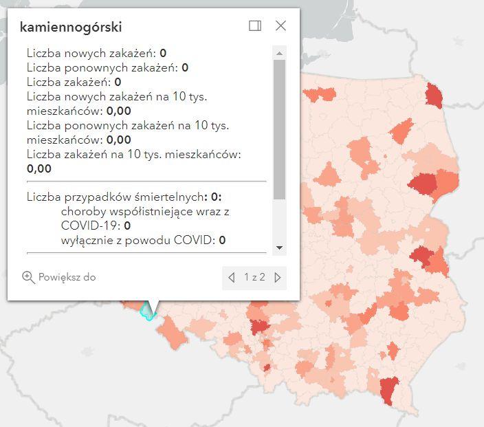 Koronawirus - statystyka - powiat kamiennogórski - 10.6.2022. 