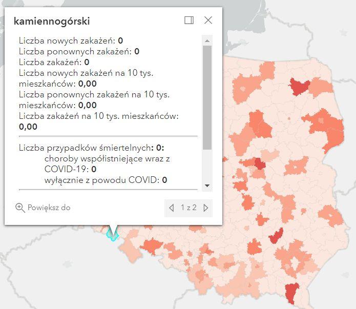Koronawirus - statystyka - powiat kamiennogórski - 9.6.2022. 