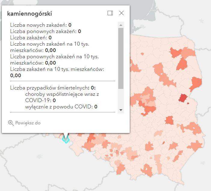 Koronawirus - statystyka - powiat kamiennogórski - 8.6.2022. 