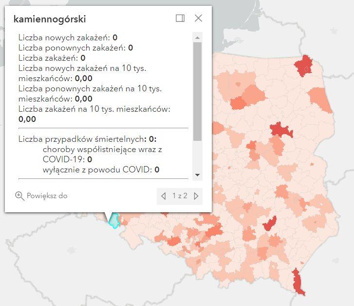 Koronawirus - statystyka - powiat kamiennogórski - 4.6.2022. 