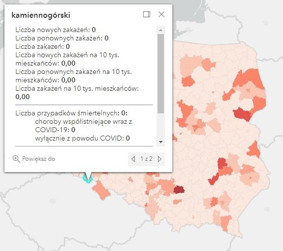 Koronawirus - statystyka - powiat kamiennogórski - 3.6.2022. 