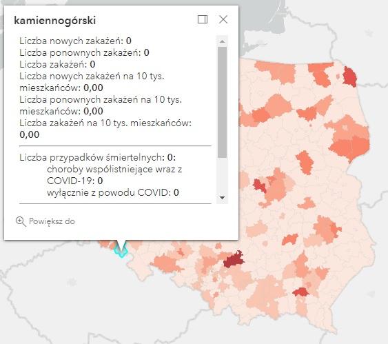 Koronawirus - statystyka - powiat kamiennogórski - 1.6.2022. 
