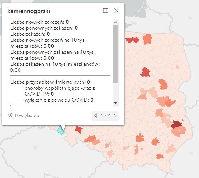 Koronawirus - statystyka - powiat kamiennogórski - 23.5.2022. 