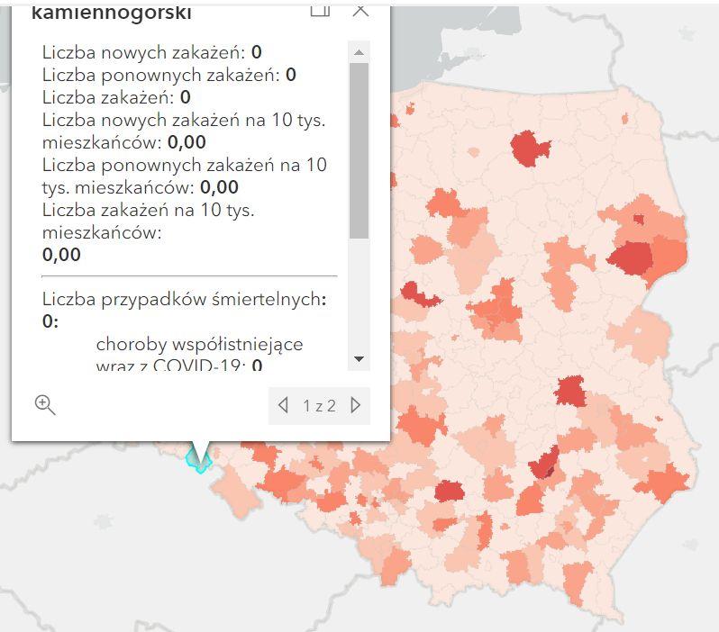 Koronawirus - statystyka - powiat kamiennogórski - 21.5.2022. 