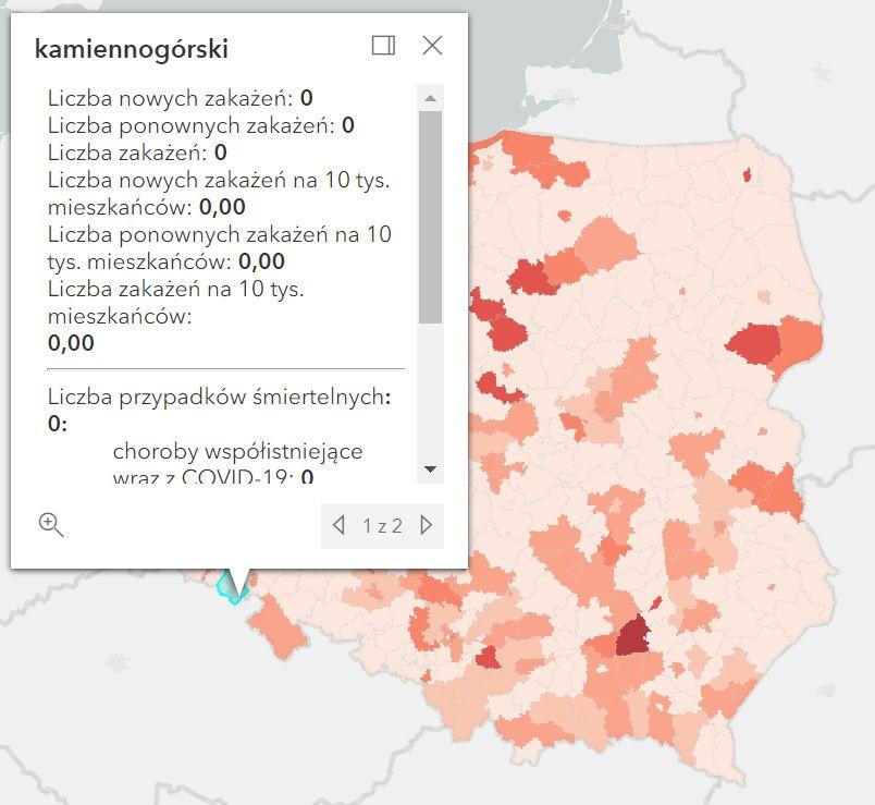 Koronawirus - statystyka - powiat kamiennogórski - 20.5.2022. 