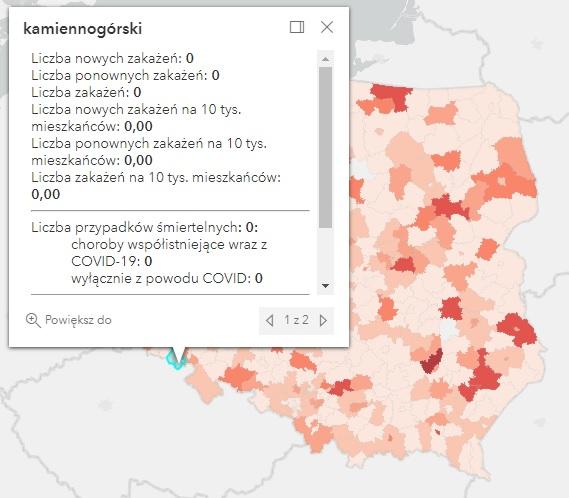 Koronawirus - statystyka - powiat kamiennogórski - 19.5.2022. 