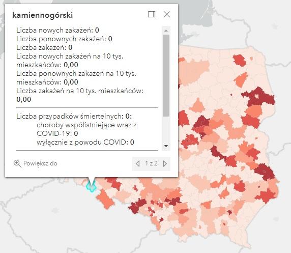 Koronawirus - statystyka - powiat kamiennogórski - 18.5.2022. 