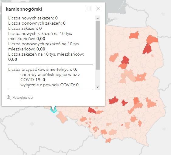 Koronawirus - statystyka - powiat kamiennogórski - 16.5.2022. 