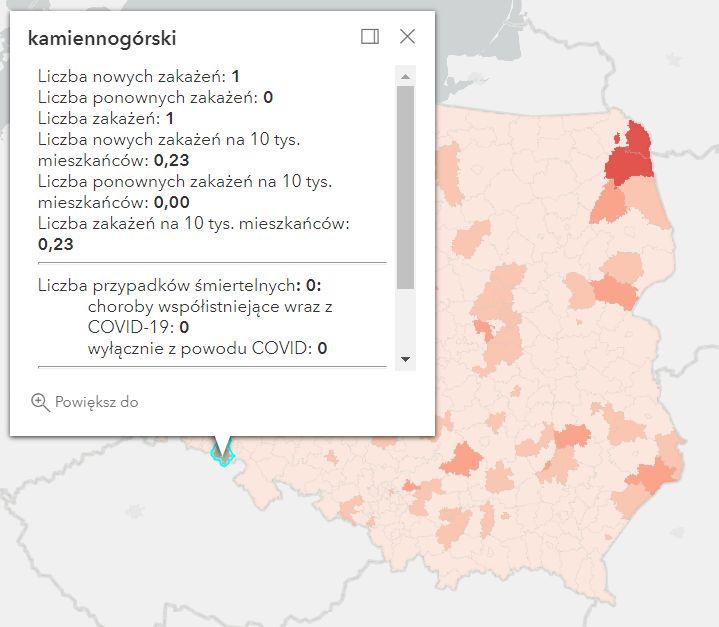 Koronawirus - statystyka - powiat kamiennogórski - 15.5.2022. 
