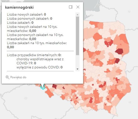 Koronawirus - statystyka - powiat kamiennogórski - 10.5.2022. 