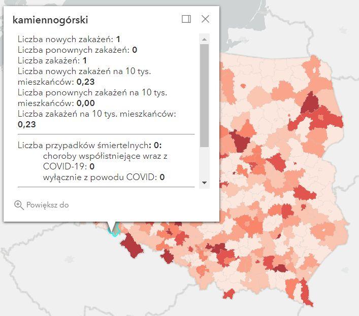 Koronawirus - statystyka - powiat kamiennogórski - 7.5.2022. 