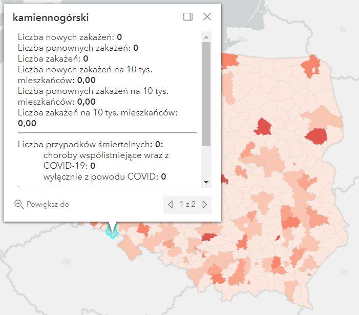 Koronawirus - statystyka - powiat kamiennogórski - 4.5.2022. 