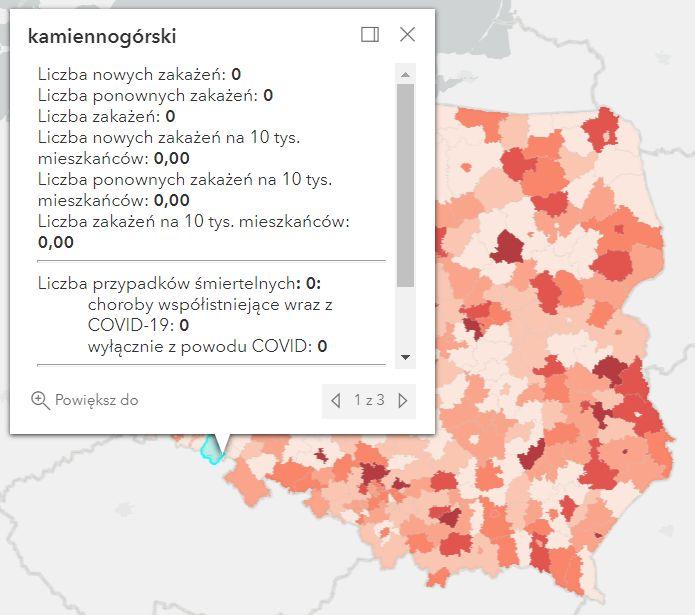 Koronawirus - statystyka - powiat kamiennogórski - 3.5.2022. 