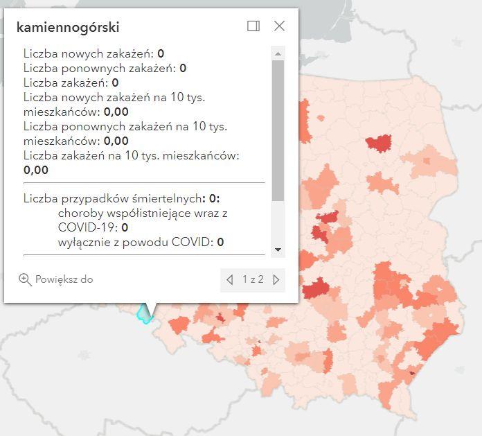 Koronawirus - statystyka - powiat kamiennogórski - 2.5.2022. 