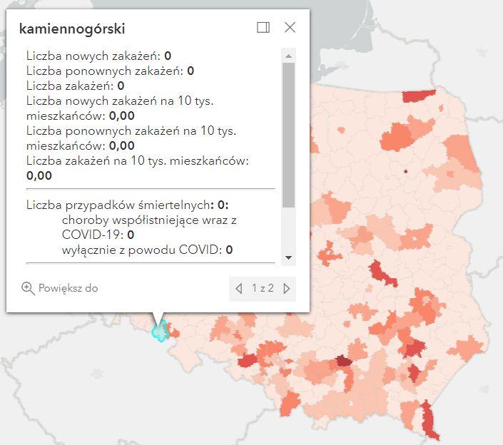 Koronawirus - statystyka - powiat kamiennogórski - 1.5.2022. 