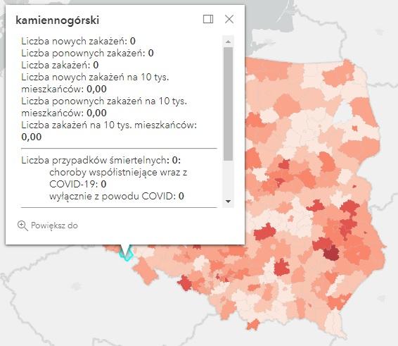 Koronawirus - statystyka - powiat kamiennogórski - 27.4.2022. 