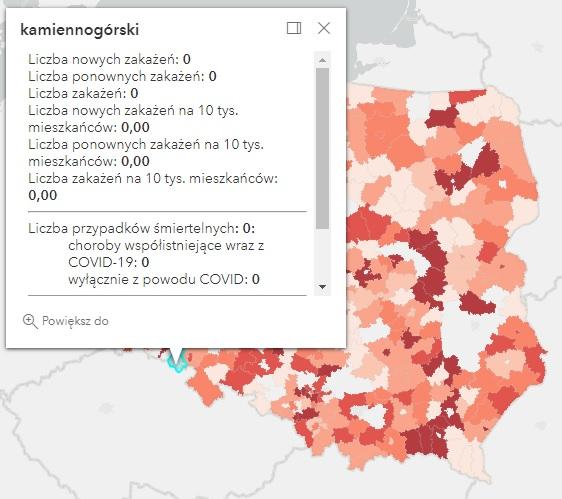 Koronawirus - statystyka - powiat kamiennogórski - 26.4.2022. 