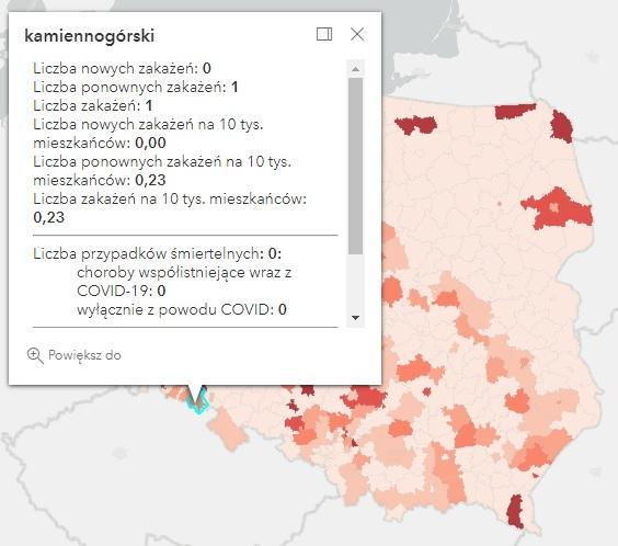 Koronawirus - statystyka - powiat kamiennogórski - 25.4.2022. 