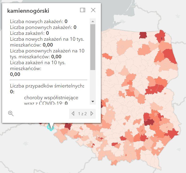 Koronawirus - statystyka - powiat kamiennogórski - 24.4.2022. 