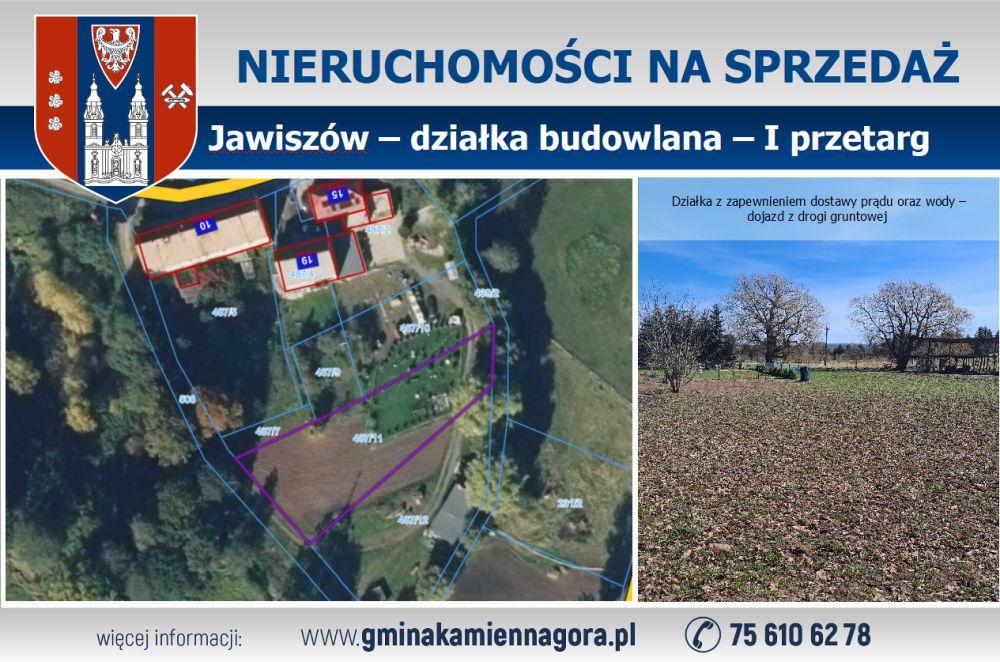 OGŁOSZENIE – działka Jawiszów – I przetarg