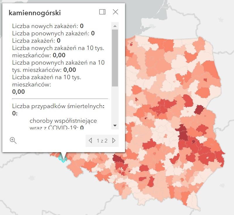 Koronawirus - statystyka - powiat kamiennogórski - 21.4.2022. 