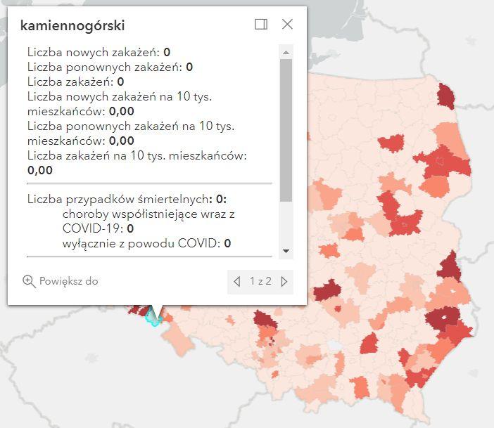 Koronawirus - statystyka - powiat kamiennogórski - 18.4.2022. 