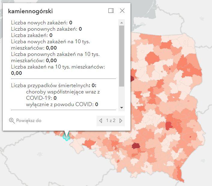 Koronawirus - statystyka - powiat kamiennogórski - 16.4.2022. 