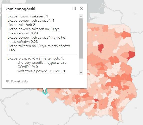 Koronawirus - statystyka - powiat kamiennogórski - 15.4.2022. 