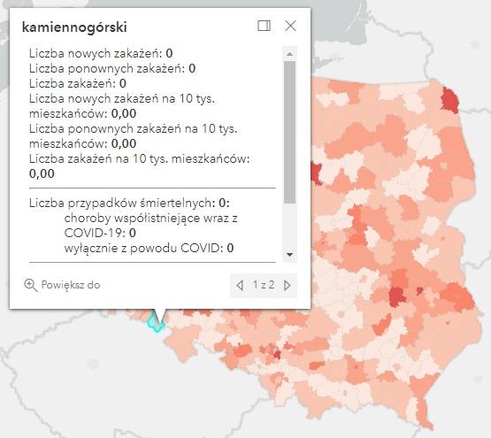 Koronawirus - statystyka - powiat kamiennogórski - 14.4.2022. 