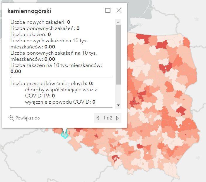 Koronawirus - statystyka - powiat kamiennogórski - 13.4.2022. 