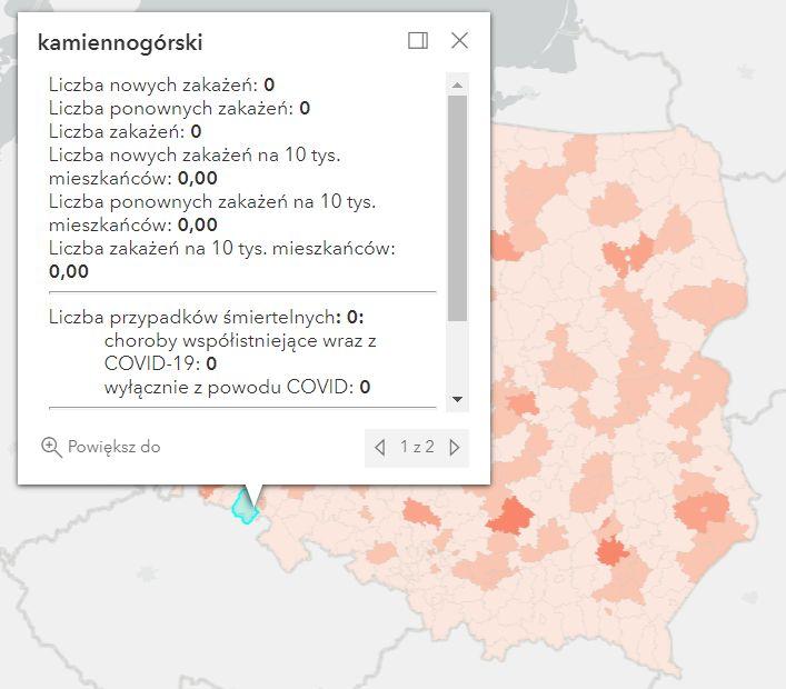 Koronawirus - statystyka - powiat kamiennogórski - 10.4.2022. 