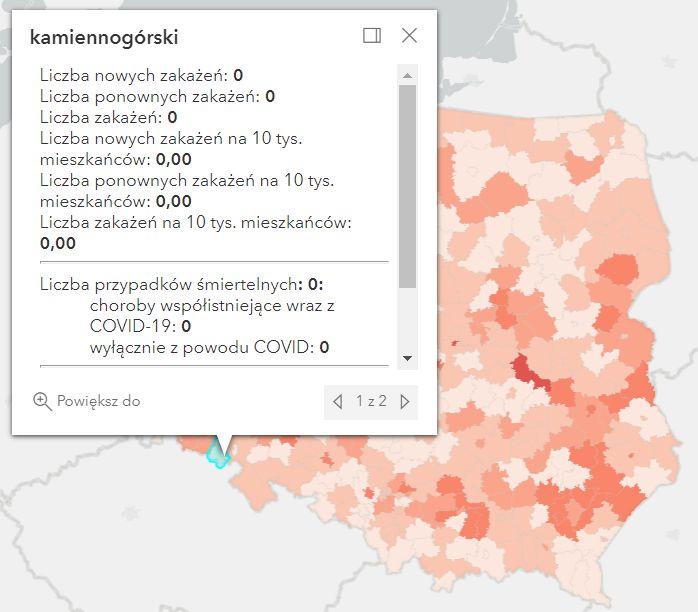 Koronawirus - statystyka - powiat kamiennogórski - 9.4.2022. 