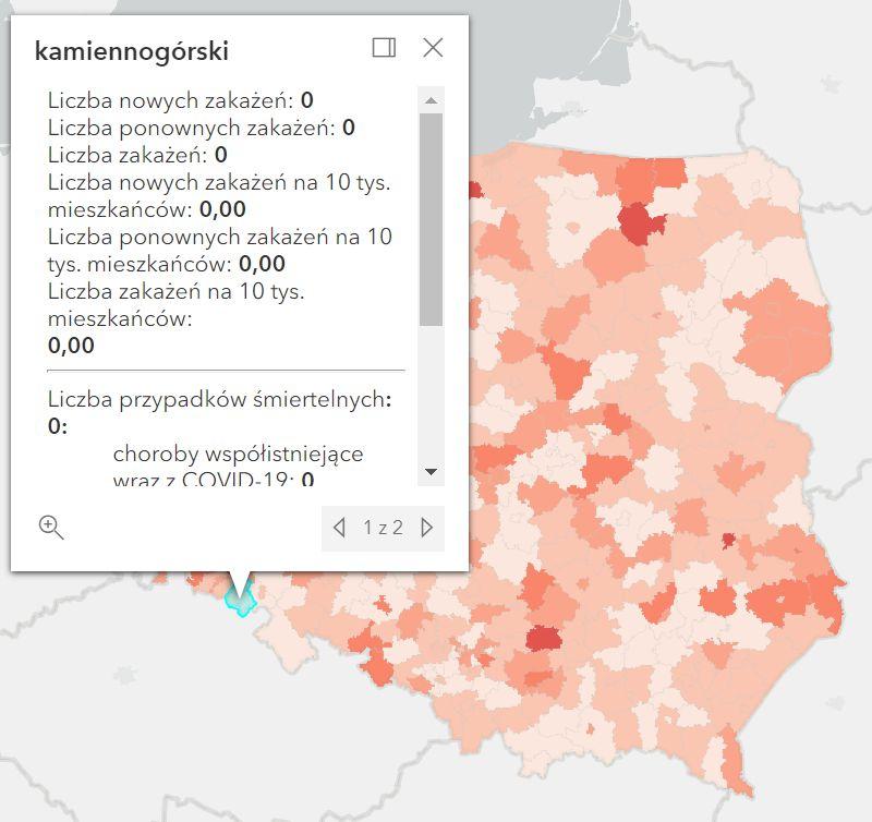 Koronawirus - statystyka - powiat kamiennogórski - 8.4.2022. 