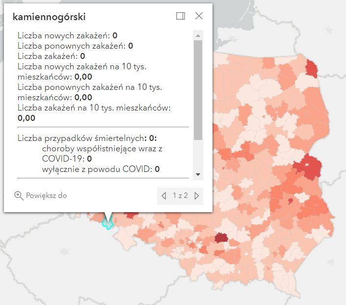 Koronawirus - statystyka - powiat kamiennogórski - 7.4.2022. 