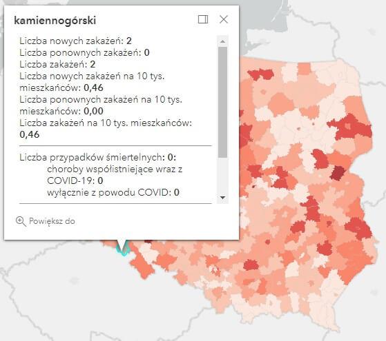 Koronawirus - statystyka - powiat kamiennogórski - 5.4.2022. 