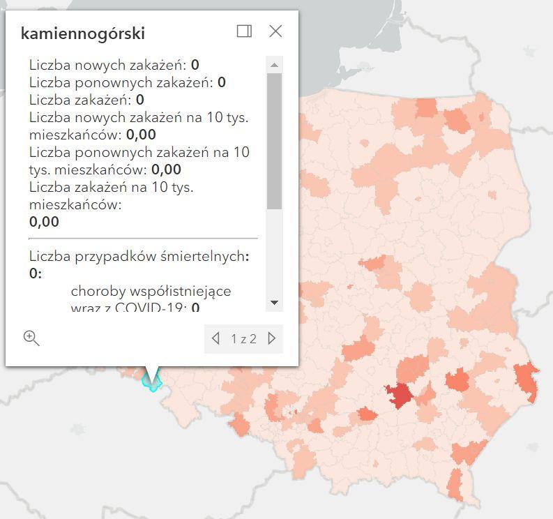 Koronawirus - statystyka - powiat kamiennogórski - 3.4.2022. 