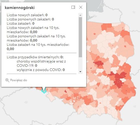 Koronawirus - statystyka - powiat kamiennogórski - 1.4.2022. 