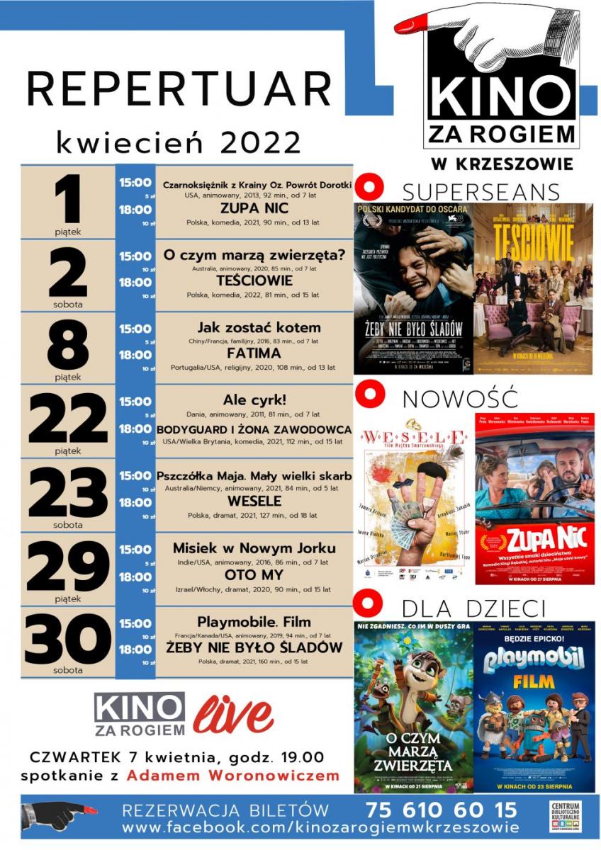 Kino za Rogiem zaprasza - kwiecień 2022