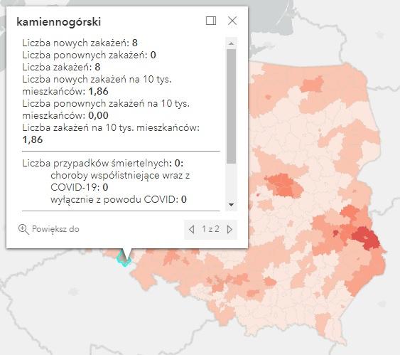 Koronawirus - statystyka - powiat kamiennogórski - 30.3.2022. 