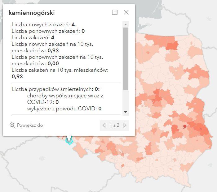Koronawirus - statystyka - powiat kamiennogórski - 26.3.2022. 