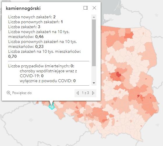 Koronawirus - statystyka - powiat kamiennogórski - 25.3.2022. 