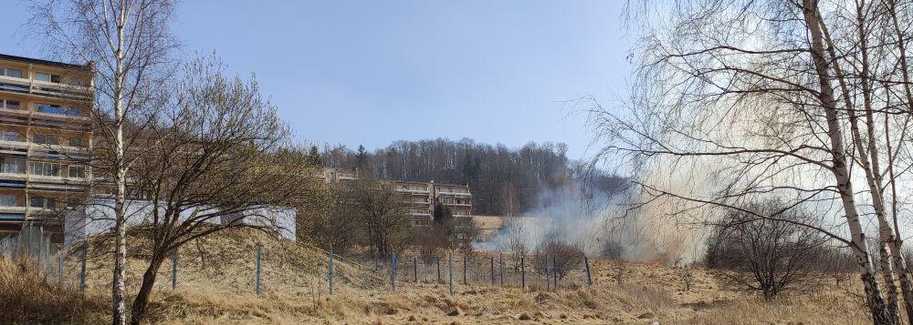 Pożar przy osiedlu