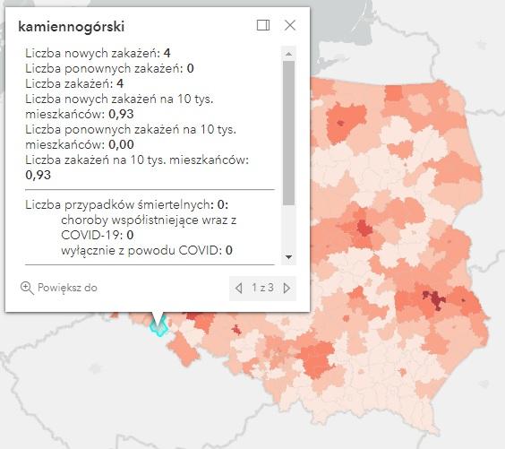 Koronawirus - statystyka - powiat kamiennogórski - 23.3.2022. 