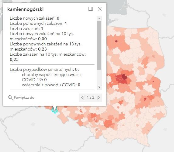 Koronawirus - statystyka - powiat kamiennogórski - 21.3.2022. 